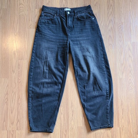 WE THE FREE PEOPLE WESTWARD BARREL JEANS VINTAGE BLACK ANKLE HIGH RISE sz 29 - Picture 2 of 8